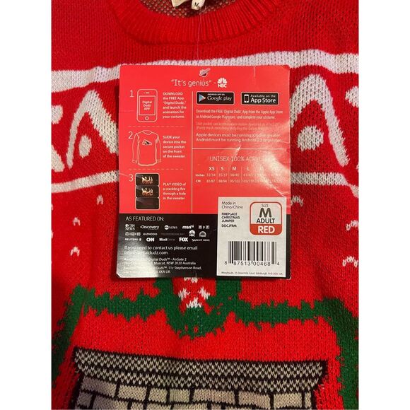 Morph Digital Dudz Ulgy Sweater Crackling Fireplace Animated Christmas Sweater M - Picture 5 of 6
